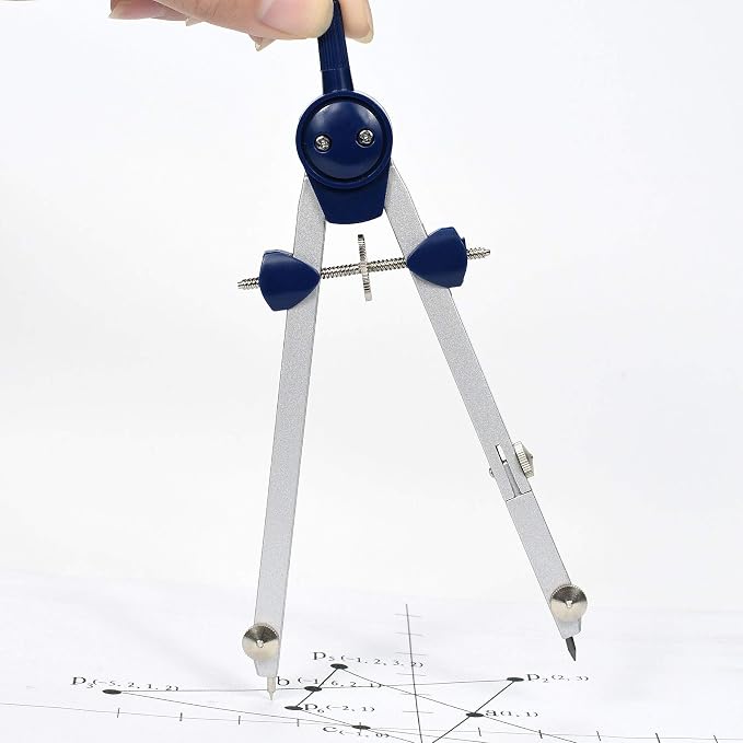 UNJOO 9Pc Geometry Set Metal Compass, Geometry Precision Tool (Blue) | Circle Drawing Tool and Architecture, Drafting Kits for Engineer with Shatterproof Storage Box