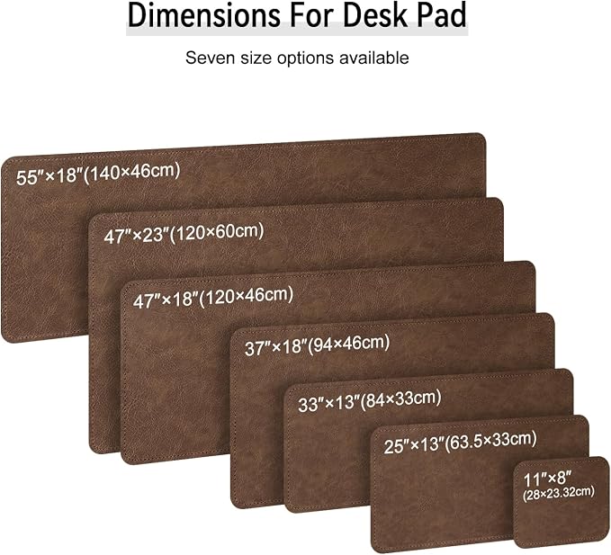 Imitation Crazy Horse Leather Desk Mat - Waterproof Desk Pad - Ideal for Large Mouse Pad and Desk Mats on Top of Desks (Brown+Brown, 33"*13")