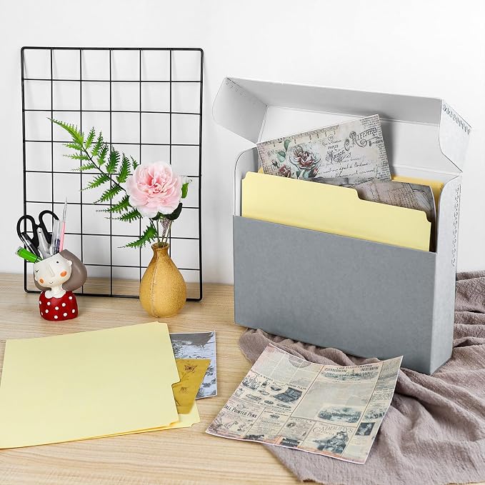 Lineco Archival Document Storage Box, Gray, 12.5" x 10.5" x 2.5" | Letter-Sized, Metal Edge, Acid-Free Boxboard Case, Organize Files, Prints, Photos