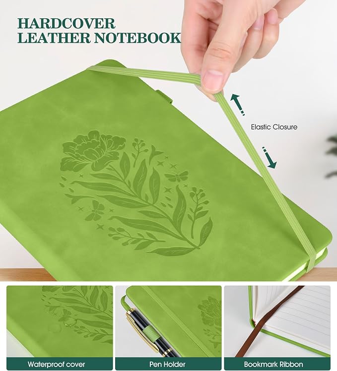 Lined Journal Notebook for Women, A5 Hardcover Leather Journals for Writing, 200 Pages Thick Travel Daily Journal, College Ruled Notebook for Work School, Note Taking, Business 5.75'' X 8.38'' Cyan
