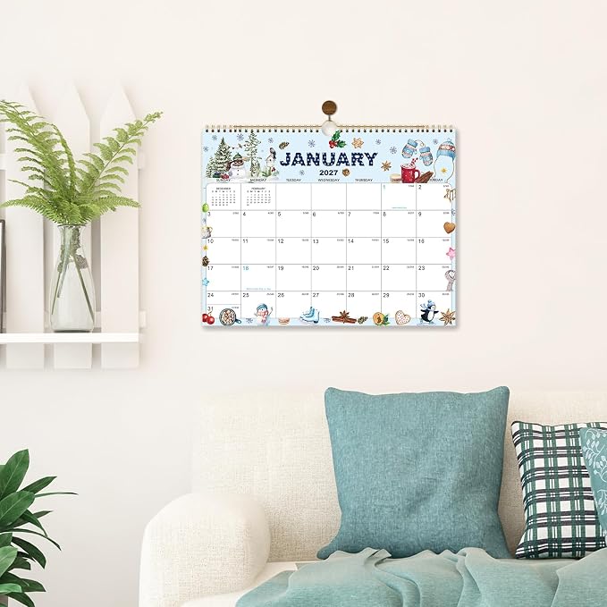 2026-2027 Wall Calendar - Large Calendar 2026-2027, Jul. 2026 - Dec. 2027 | 15" x 12", 18-Month Calendar Wall with Hanging Hook, Perfect Wall Calendar for Organizing - 12 Different Themes