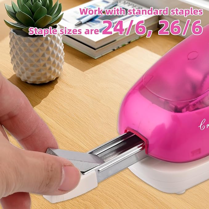 Electric Stapler,Including 2000 Staples and 1 Staple Remover, Suitable for Palm Size and high Comfort，25 Sheet Capacity, AC Adapter or Battery Powered，Battery not Included