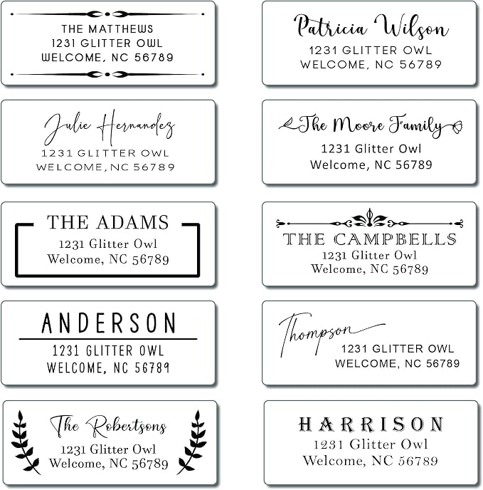 Personalized Return Address Labels Stickers - Set of 240 Elegant Custom Mailing Labels for Envelopes, Self Adhesive Flat Sheet Rectangle Personalized Name Stickers