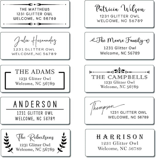 Personalized Return Address Labels Stickers - Set of 240 Elegant Custom Mailing Labels for Envelopes, Self Adhesive Flat Sheet Rectangle Personalized Name Stickers