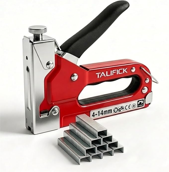 Heavy Duty Manual Staple Gun, Adjustable Stapler with 1000 Staples