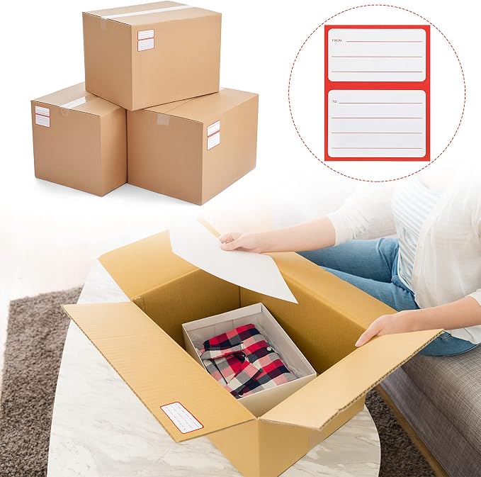 Tenare 50 Sheets/100 Pcs to from Return Address Mailing Labels Mail Shipping Label, Postage Guaranteed Stickers Self Adhesive Mailing Labels Stickers for School Office(Regular Style,4.5 x 3.5 Inch)