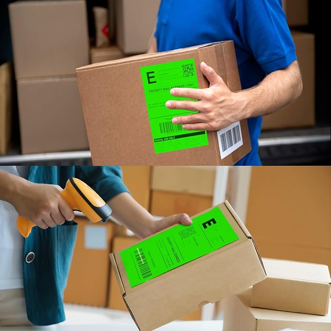 Half-Sheet Printable Shipping Labels- 5 1/2 x 8 1/2- Neon Green Mailing Labels- Laser/Inkjet Compatible - 40/Pack