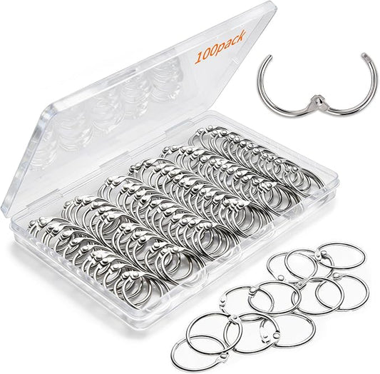 100 Pack-1 inch GIUCNOK Binder Rings, Loose Leaf Binder Book Rings, with Metal Nickel Plated for Key, and Index Cards, Premium Ring Clips, Paper Rings, for School, Home or Office, Silver