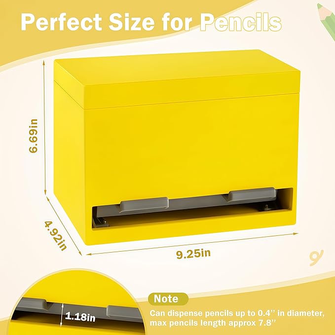 Aigybobo Pencil Dispenser for Classroom, Wooden Pencil Holder for Desk, Teacher Must Haves for Organization and Storage, Pencils Straw Dispenser for Classroom Office Kitchen Restaurant
