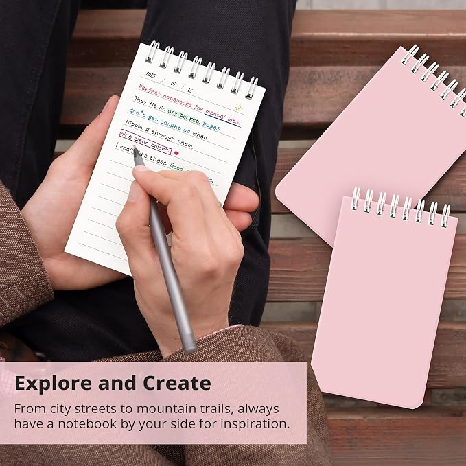 Taja Set of 8 Mini Pocket Notebook Top Spiral Nursing Notepads | Pink 3" x 5", Mini Little Spiral Notebook, Nursing Notepad, Perfect for Work, School, Office, Nurse, Travel