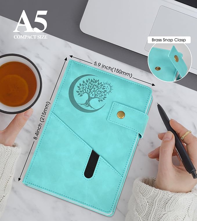 PAIBAS Blank Journal Notebook, A5 Hardcover Leather Sketchbook with 200 Pages Thick Blank Paper for Men Women, Unlined Drawing & Writing Journal, 5.9" x 8.4" Plain Notebook (blue)