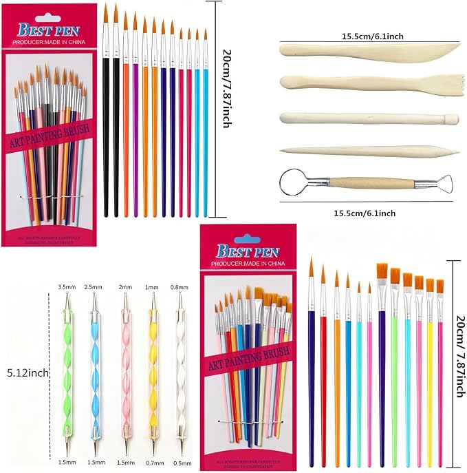 50 Pcs Dotting Tools Ball Styluses Dotting Tools Set Rock Painting,Coloring,Drawing,Drafting,Pottery Clay Modeling Embossing Nail Art for Mandala Dotting with Stencils Tool Set Art Craft Supplies Kits