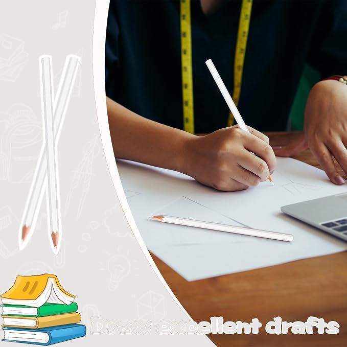 36 Pack White Colored Pencils for Kids, Pre-sharpened Art Pencils Back to School Supplies Set, Drawing Sketching Pencils for Students, Teachers, Classroom