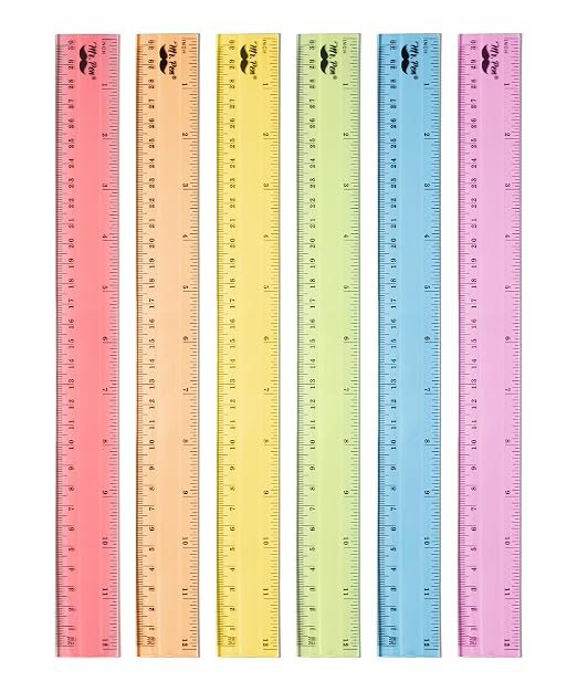 Mr. Pen- Plastic Ruler Set, 6 Pack, 12 Inch, Pastel Colors | Easy-to-Read Markings, Scratch-Resistant Design, Durable Transparent Rulers for Crafting Office & School, School Supplies