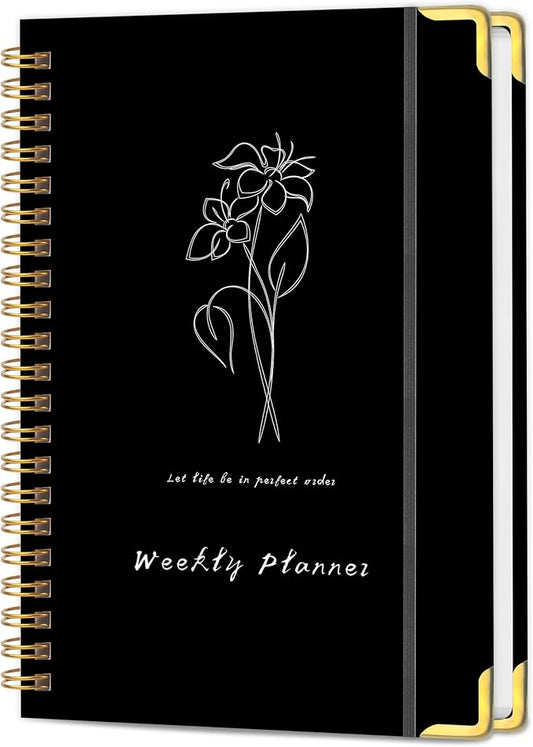 Undated Weekly Planner with To-Do List & Habit Tracker, 6" x 8" | 52-Week, 2-Page Weekly Spreads, No-Bleed Paper, Smooth Writing, Inner Pocket, Metal Corner Protector, Elastic Closure
