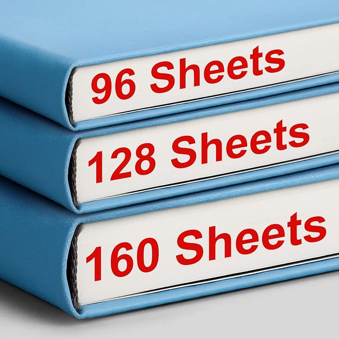 AHGXG Lined Journal Notebook, 320 Numbered Pages, A5 (5.75'' X 8.38'') | Thick Lined Notebook for Note Taking, 100GSM Paper, Leather Hardcover, for Women Men (Light Blue)