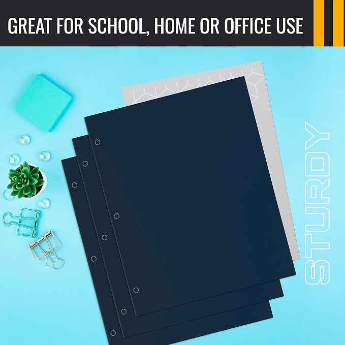 Better Office Products Two Pocket Portfolio Folders, 50-Pack, Navy Blue, Letter Size Paper Folders, 50 Pieces, Dark Blue