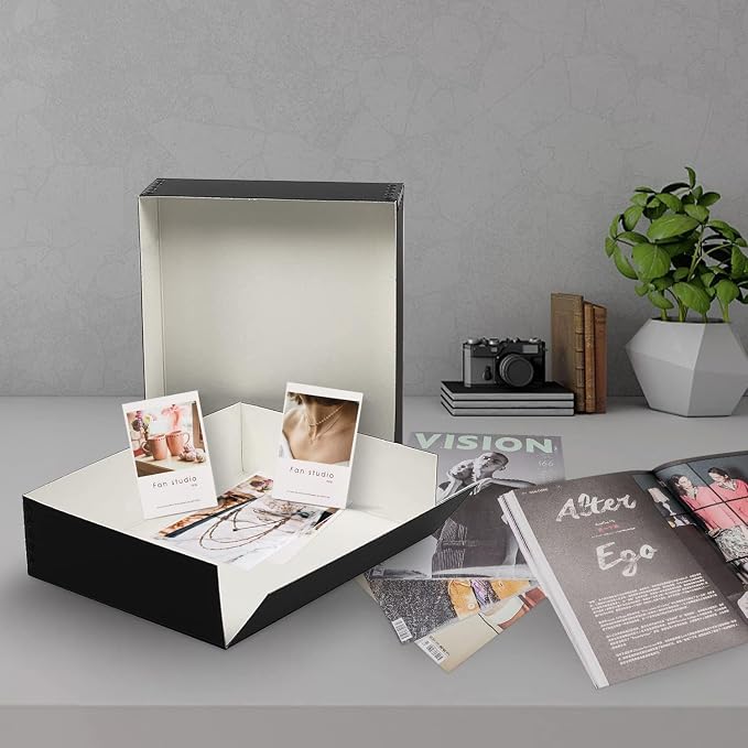 Lineco Museum Archival Storage Box, Drop Front, 9.25x11.75x3 in, Black | Acid-Free with Metal Edge, Preserves Picture Longevity, Organize Photos, Newspapers, Prints, Documents, Crafts, DIY