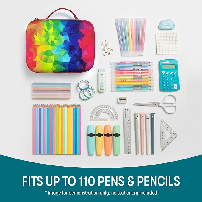 ZIPIT Jumbo Pencil Case for Girls, Cute Large Capacity Pencil Box, Rainbow