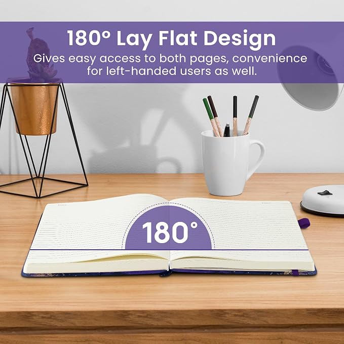 Taja Lined Journal Notebook for Women & Men, Hardcover Leather Journal for writing, A5 College Ruled Notebook for Work & Note Taking, Perfect for Office School Home Supplies, 160 Pages, Cosmic Amethyst