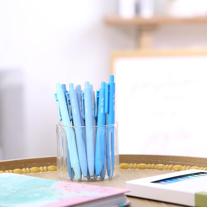 Mr. Pen- Retractable Gel Pens, 12 Pack, Black Ink, Sky Blue Barrel | Fine Point 0.5mm, Fast Dry, Smooth Writing, Cute Pens for Drawing, Writing Planner and School Supplies