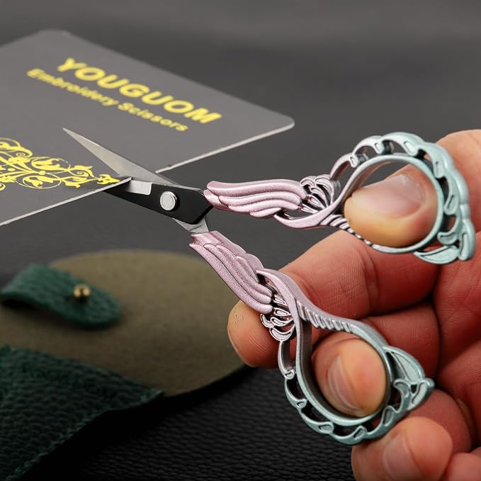 YOUGUOM Detail Scissors with Cover, Small Craft Shears | Sharp, All Purpose, for Embroidery, Sewing, Needlework, Cross Stitch, Crochet, Paper Cuts, Thread Snips, DIY Tools, Pink