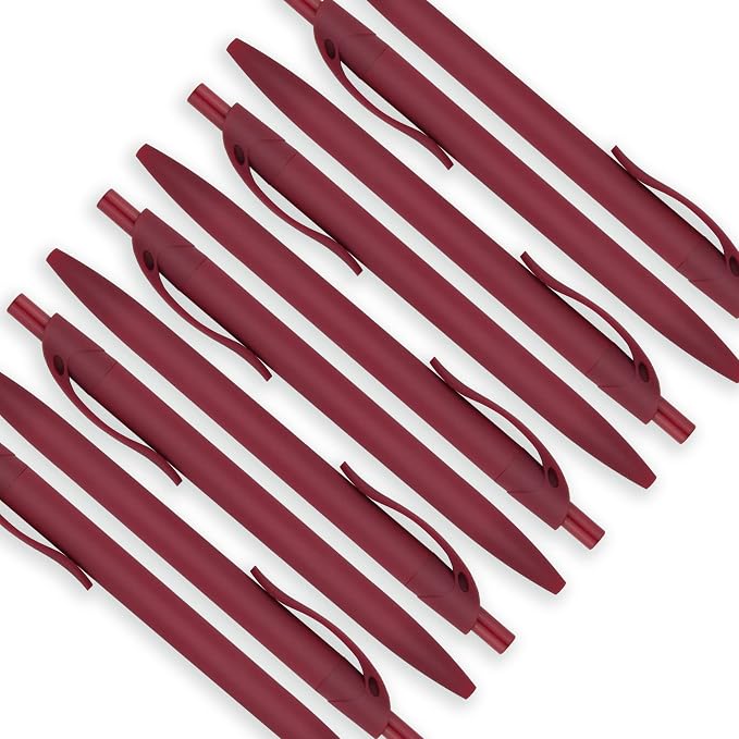 Deegtran 100 Pack No Bleed Red Barrel Click Pens, Wholesale Retractable Ballpoint Pens, Medium Point, Smooth Ink, 1.0MM Black Ink