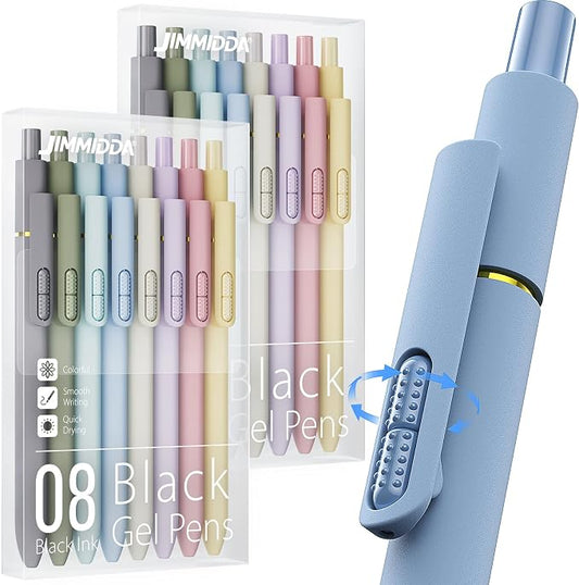 16 Pack Gel Pens, Black Ink Quick-Drying No Smudge with Fidget | 0.7mm Fine Point, Smooth Writing, Long-Lasting Ink, Stress Relief Pens for Journaling, School Office, Gift for Women Men