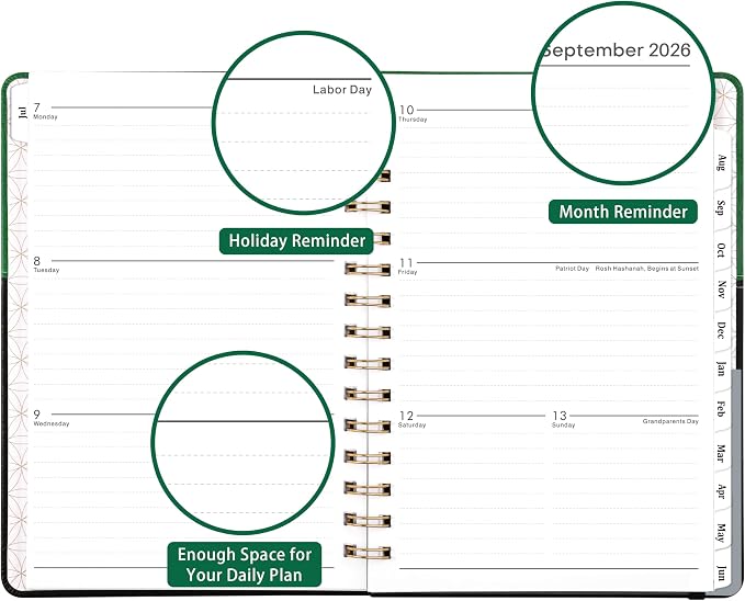 Planner 2026-2027 - Weekly Monthly Planner 2026-2027, 6.1" x 8.3" | July 2026 to June 2027, Calendar Planners with Elastic Closure, Inner Pocket