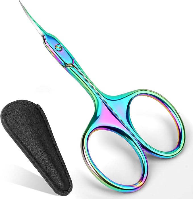 Curved Cuticle Scissors, Extra Fine Tip, Manicure Pedicure | Fine curved tip for manicure, pedicure and eyebrow trimming. For women and men. Compact grooming tool for precise nail care.