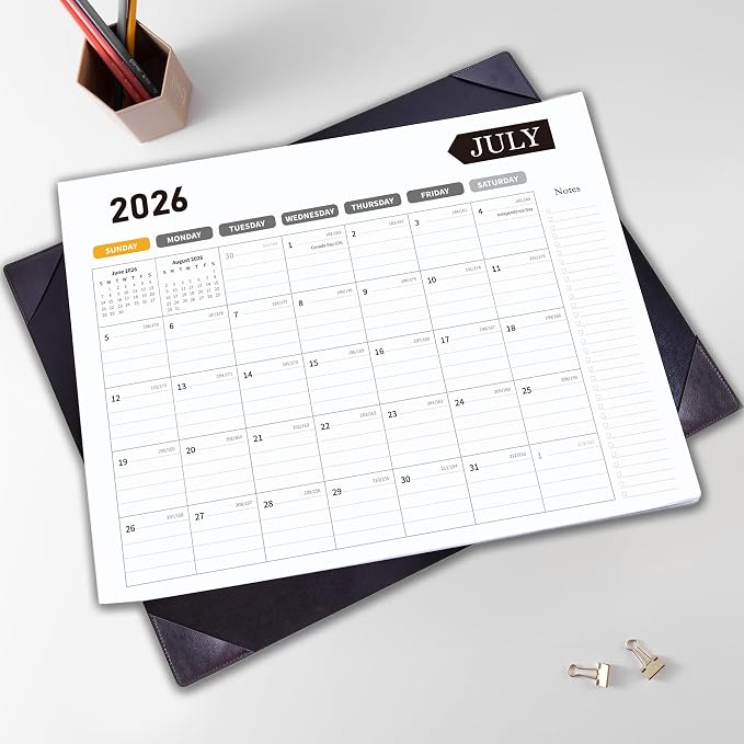 Large Desk Calendar 2026-2027, 22x17 Inch PU Leather Desk Pad Calendar, 18 Months (Jul 2026 - Dec 2027), Big Desktop Blotter for Office, Home & Classroom
