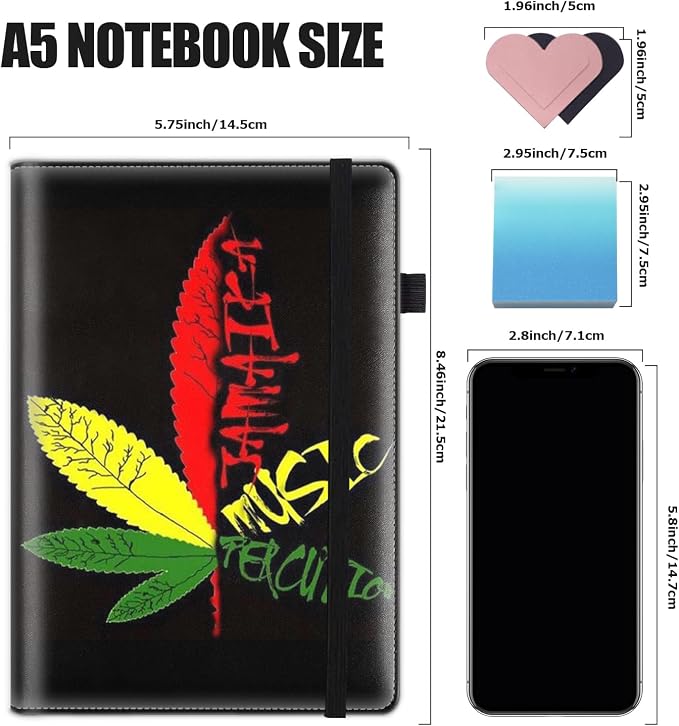 Hardcover Executive Notebooks, A5 PU Leather Lined Journal Notebook, 200 Pages Thick Paper Subject Notebooks for School,Work,Home Writing Business Notebook, Diary Book ，Weed