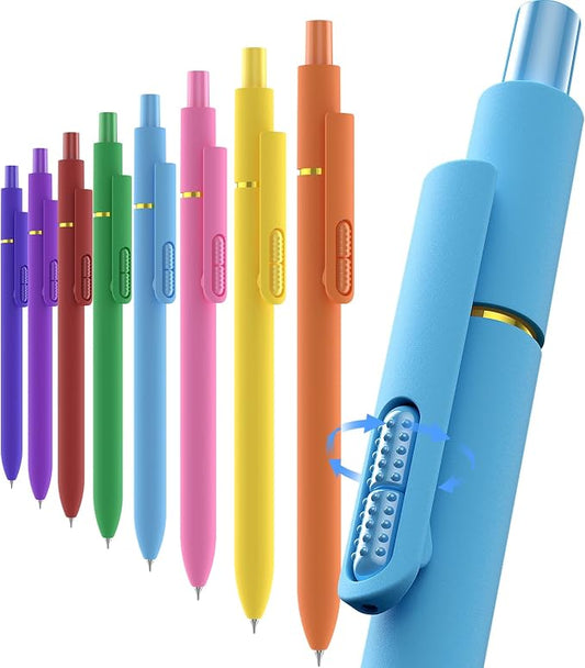 inkipen 0.5mm Colored Gel Pens, 8 Pack, Fidget Function | Fine Point Smooth, Quick Drying, No Smudges, Long-Lasting, Good for Journaling, Coloring, School, Office, Dopamine Colors