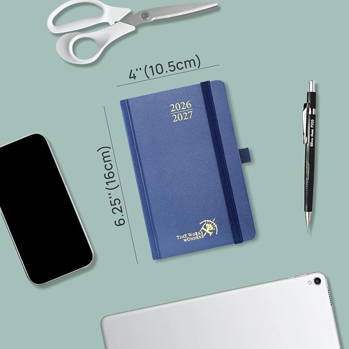 POPRUN 2026-2027 Academic Small Weekly Planner, 4" x 6.25" Purse Size Calendar, July 2026 to June 2027, Hardcover Appointment Book with Horizontal Layout, Hourly Time Slots - Burgundy