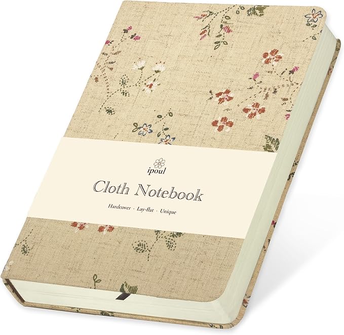 Floral Linen Journal, Similar Embroidered, Small Notebooks 5x7, Lay Flat Sketchbook, B6 Notebook, Hardcover, Lined & Unlined Notebook, Apricot