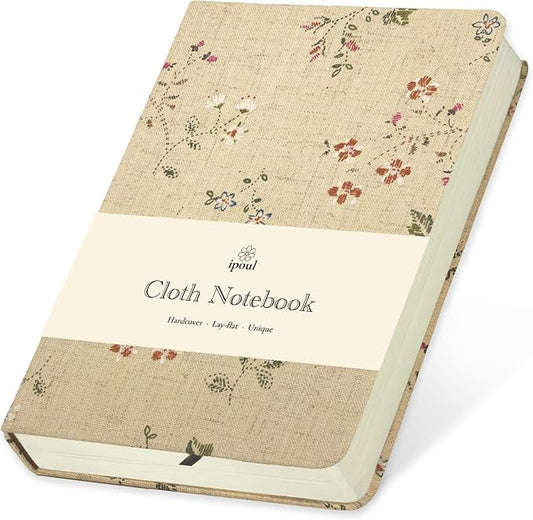 Floral Linen Journal, Similar Embroidered, Small Notebooks 5x7, Lay Flat Sketchbook, B6 Notebook, Hardcover, Lined & Unlined Notebook, Apricot