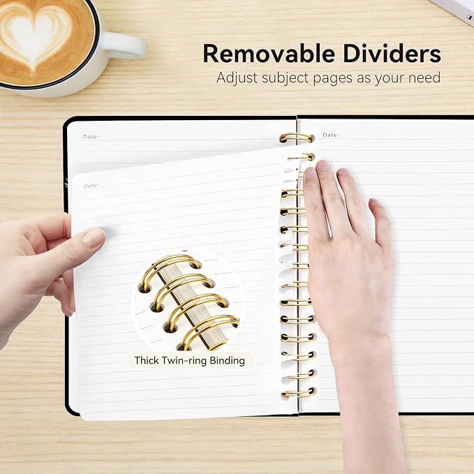 Lined Spiral Journal for Women, A5 Notebook for Work, 160 Pages, Letter T | College Ruled Spiral Notebook, Hardcover with Elegant Design for Note-Taking, 5.5 * 8.25 inch