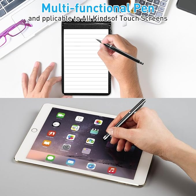 12Pcs Mini Pocket Notepad Holder Set,Included with 50 Lined Sheets, Metal Pen and 8 Pieces 3 x 5 Inch Memo Book Refills with 30 Lined Paper Per Note Pad,Leather Notepad Pocket,Black