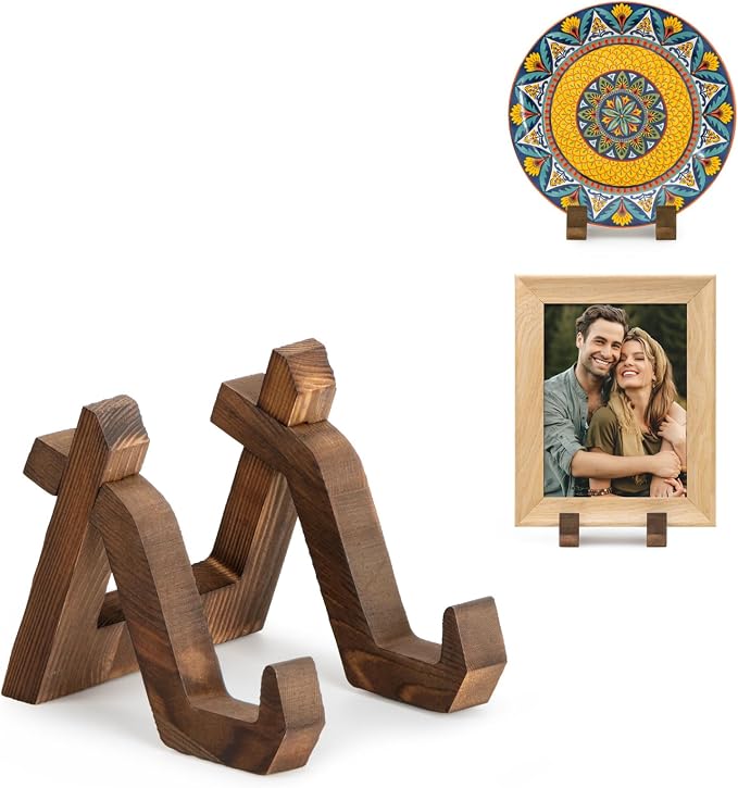 ANBOXIT Plate Display Stand, 4 Inch Plate Holder for Displaying, Decorative Picture Frame Dish Photo Plaque Platter Wood Stand | Decorative Plate Stand for Picture Frame Dish Photo Plaque Platter Wood Stand