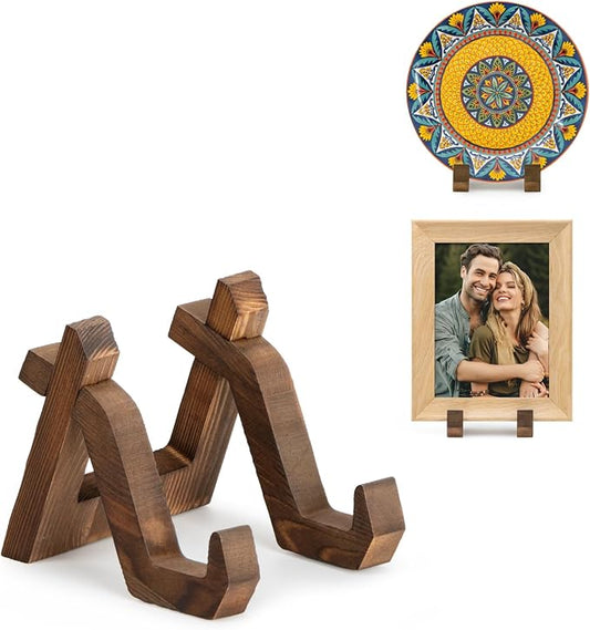 ANBOXIT Plate Display Stand, 4 Inch Plate Holder for Displaying, Decorative Picture Frame Dish Photo Plaque Platter Wood Stand | Decorative Plate Stand for Picture Frame Dish Photo Plaque Platter Wood Stand