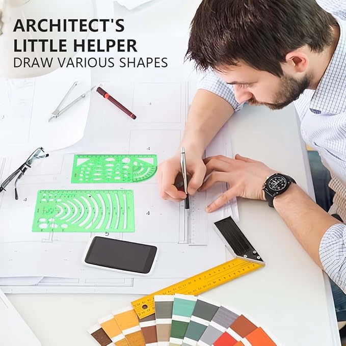 SenseYo 7 Pack Drawings Templates Stencil, Circle Template for Geometric Drawing Stencils, Plastic Clear Circle Stencils Architecture Supplies Drafting Tools for Studying, Designing