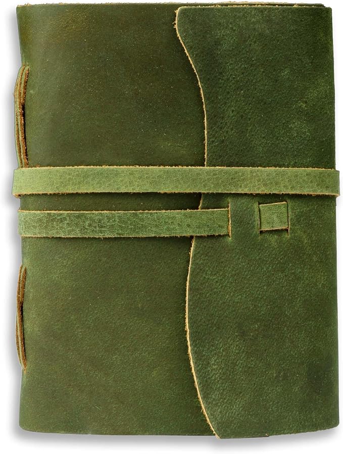 LEATHER VILLAGE Leather Bound Journal - Green, 11.5"X8.50", 220 Pages - Vintage Blank Paper Diary for Writing, Drawing, Sketchbook, and Travel Notebook - Ideal for Women and Men
