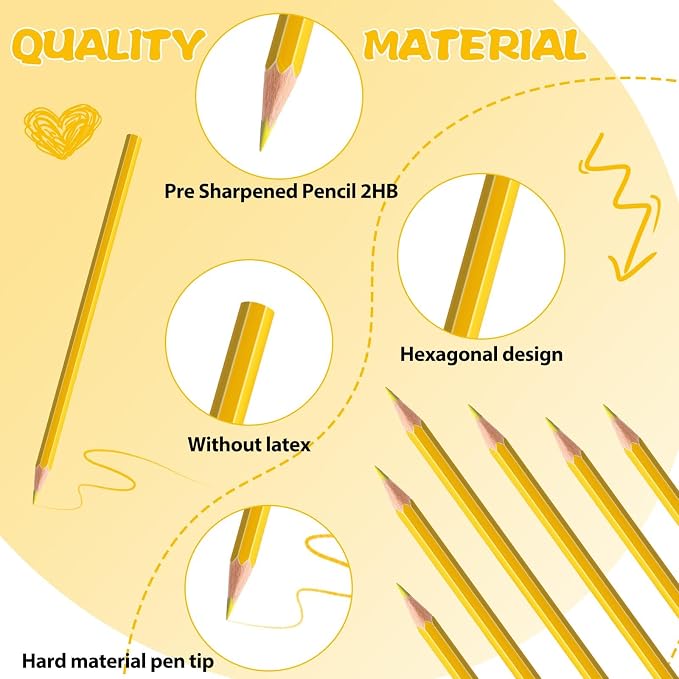 36 Pack Yellow Colored Pencils for Kids, Pre-sharpened Art Pencils Back to School Supplies Set, Drawing Sketching Pencils for Students, Teachers, Classroom