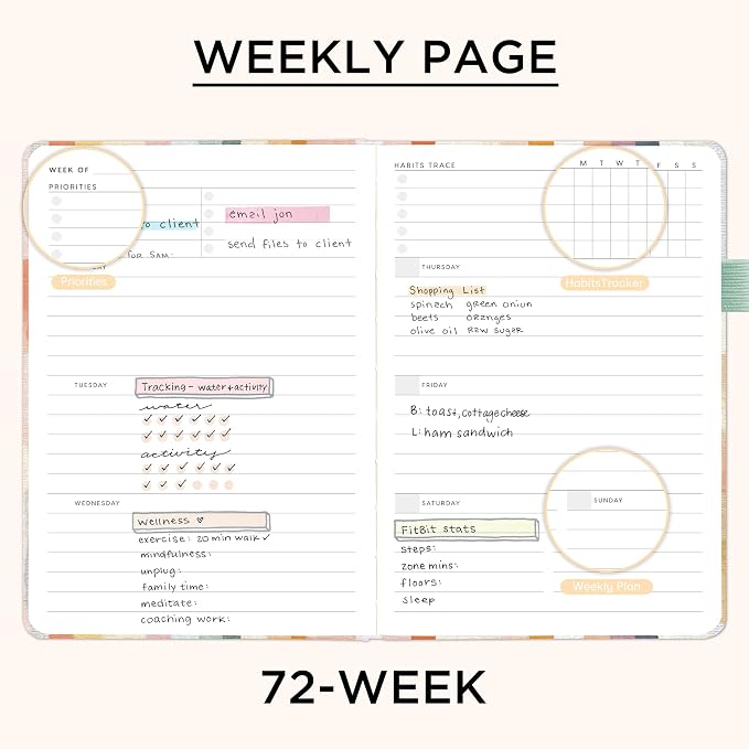And Per Se Undated Academic Planner, Weekly & Monthly Planner with Goal & Habit Tracker, A5 Hardcover, Colorful Stripes