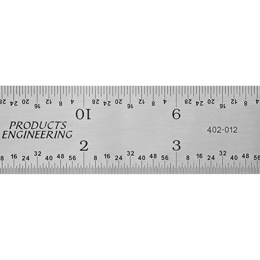 PEC Tools 12" Rigid Metal Ruler, Made from Premium Stainless Steel, 4R Graduation (1/8", 1/16", 1/32", 1/64"), Fully Hardened and Tempered Machinst Rule, Made in USA