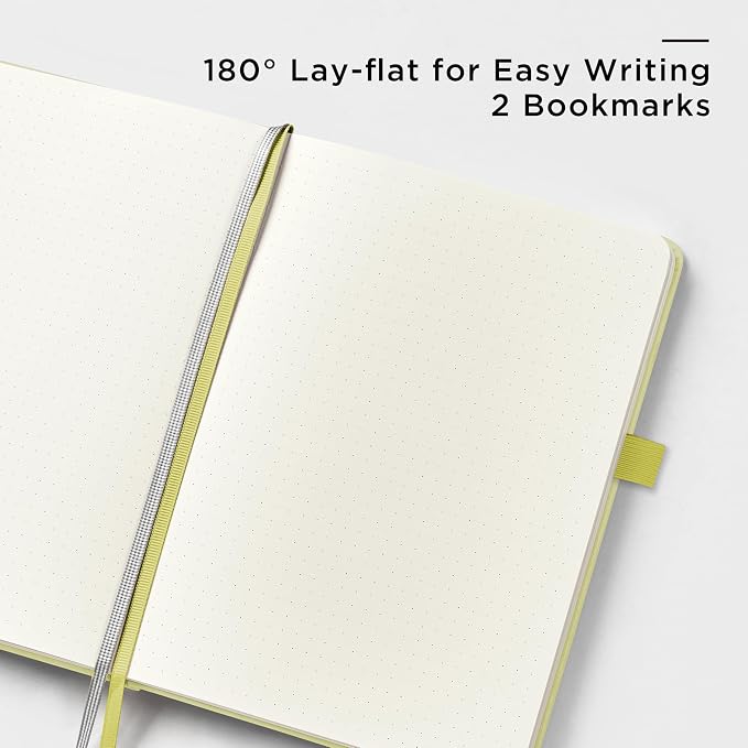 &And Per Se Dotted Journal Notebook, A5 Hardcover Leather Dotted Journal, 160 Pages 100gsm Thick Dot Grid Paper, 3 Sheets of Stickers Included - 5.7'' x 8'' (Emerald)
