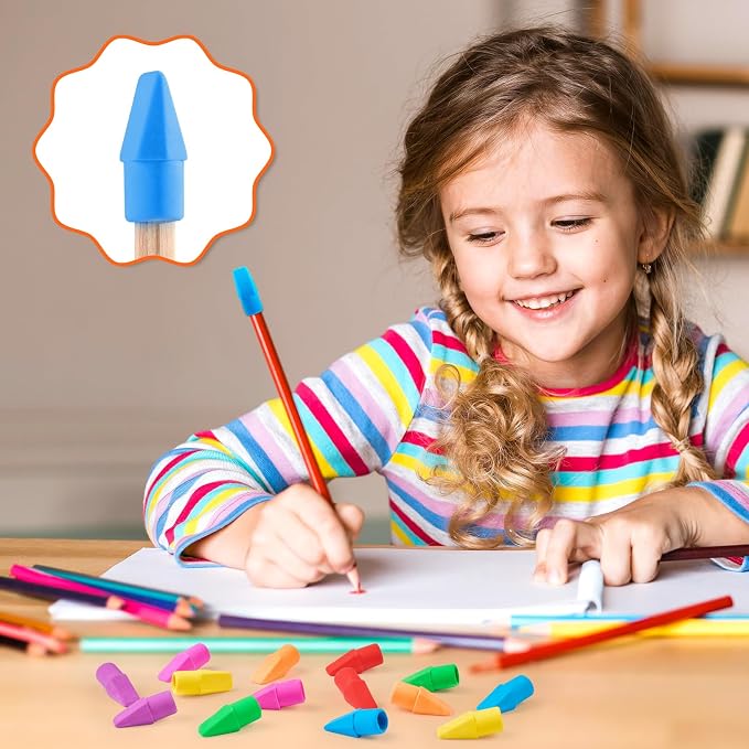 Sooez Pencil Top Erasers, 120 Pack Latex-Free Eraser Caps for Standard Pencils, No-Smudge Cap Erasers for Students, Teachers, Classroom Must Haves, Back to School Supplies, 7 Assorted Colors