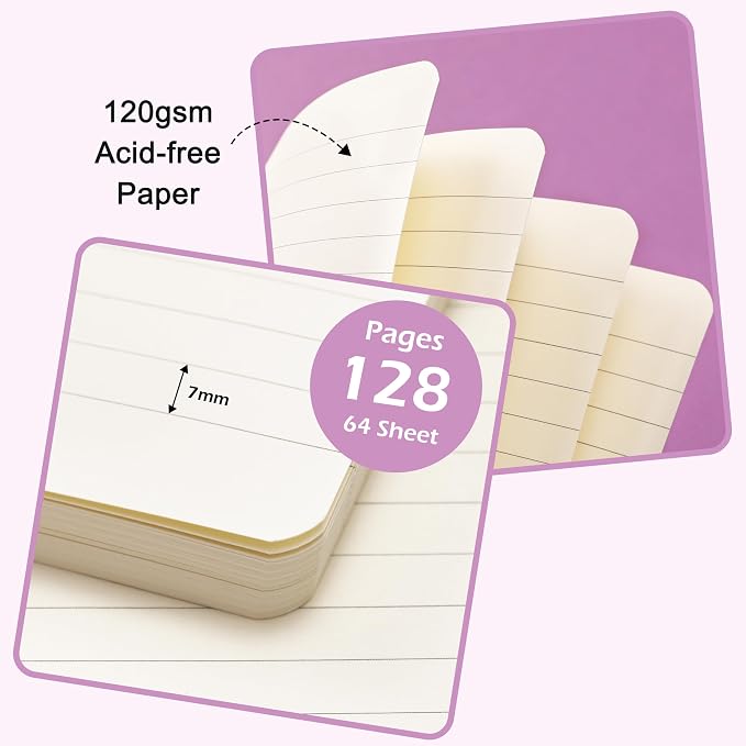 Ruled Notebook/Journal - Classic Lined Journal/Notebook, 5.3'' x 8.26'', Hardcover with Thick Paper, Banded + Pen Holder +Inner Pocket - Macaron Purple
