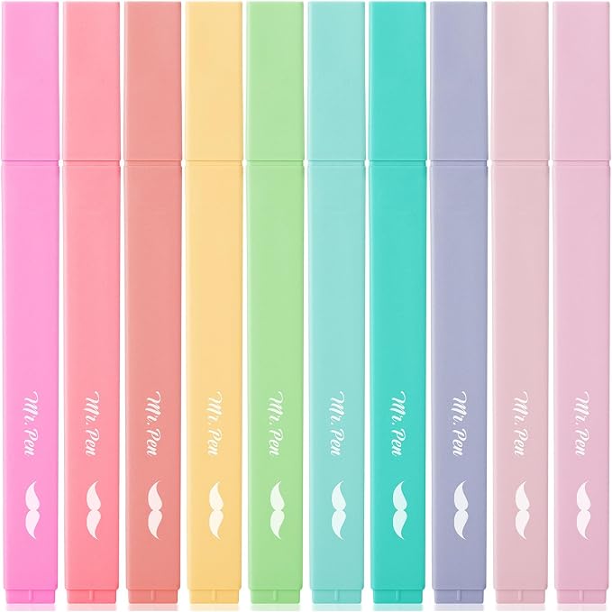 Mr. Pen- Aesthetic Highlighters No Bleed, 10 Pack, Assorted Colors | Chisel Tip, Cute Highlighters Assorted Colors for Journaling, Highlighting, Underlining, Fast Dry, Back to School Supplies