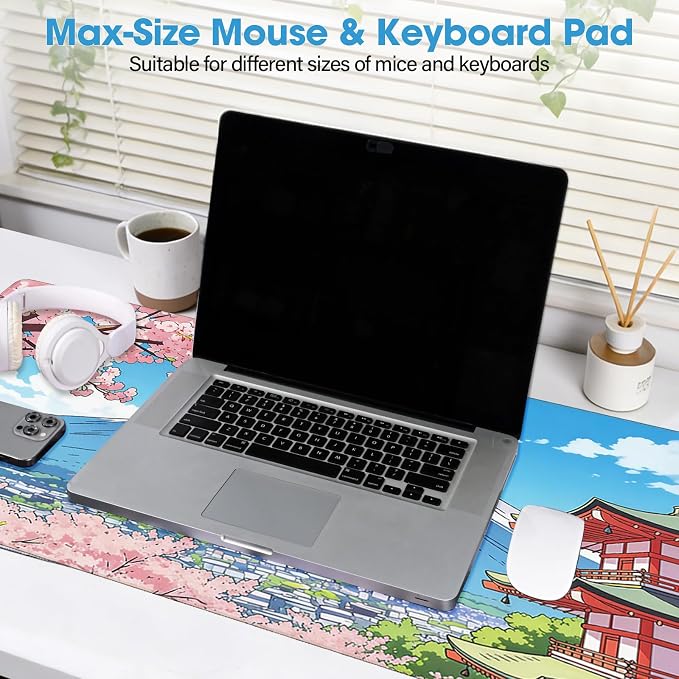 Waterproof Desk Mat 31.5x15.7 Inch - Extra Large Mouse Pad Covers Full Desk, Non Slip Rubber Backing, Easy to Clean, Building